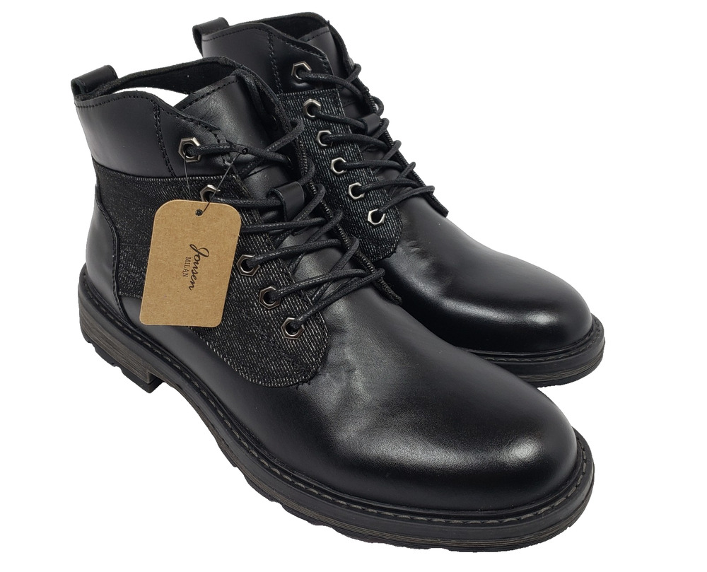 Jousen Milan Amy Mens Size 8 Black Leather Fashion Casual Combat Ankle Boots